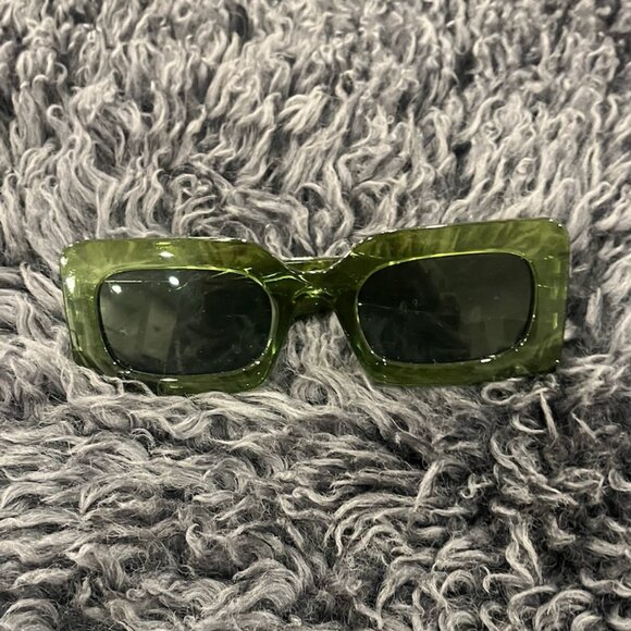 Rectangular Sunglasses, Translucent Green Frames - Picture 1 of 5